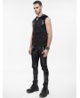 Devil Fashion Black Gothic Punk Skull Sleeveless Hooded Vest Top for Men