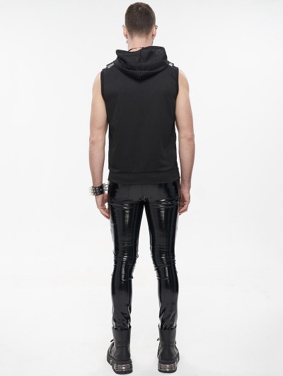 Devil Fashion Black Gothic Punk Skull Sleeveless Hooded Vest Top