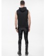 Devil Fashion Black Gothic Punk Skull Sleeveless Hooded Vest Top for Men