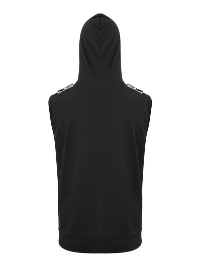 Devil Fashion Black Gothic Punk Skull Sleeveless Hooded Vest