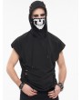 Devil Fashion Black Gothic Punk Hole Hooded Short Sleeve T-Shirt for Men