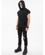 Devil Fashion Black Gothic Punk Hole Hooded Short Sleeve T-Shirt for Men