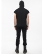 Devil Fashion Black Gothic Punk Hole Hooded Short Sleeve T-Shirt for Men