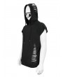 Devil Fashion Black Gothic Punk Hole Hooded Short Sleeve T-Shirt for Men