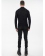 Devil Fashion Black Gothic Punk Zip T-Neck Long Sleeve T-Shirt for Men