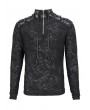 Devil Fashion Black Gothic Punk Zip T-Neck Long Sleeve T-Shirt for Men