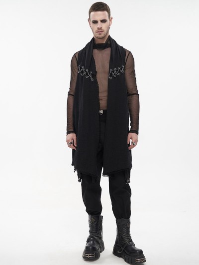 Devil Fashion Black Gothic Punk Cross Chain Casual Loose Waistcoat for Men