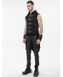 Devil Fashion Black Gothic Punk Multi-Buckles Tail Waistcoat for Men