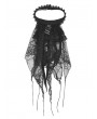 Dark in Love Black Gothic Cross Spider Web Lace Necktie for Women