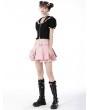 Dark in Love Pink Sweet Grunge Alternative Rebel Heart Bag Pleated Mini Skirt