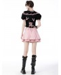 Dark in Love Pink Sweet Grunge Alternative Rebel Heart Bag Pleated Mini Skirt