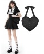 Dark in Love Black Gothic Cross Heart Shaped Shoulder Bag