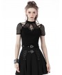 Dark in Love Black Gothic Punk Hollow-out Net Short Sleeve T-Shirt for Women