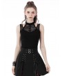 Dark in Love Black Gothic Punk Hollow-out Net Sleeveless T-Shirt for Women