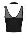 Dark in Love Black Gothic Punk Hollow-out Net Sleeveless T-Shirt for Women