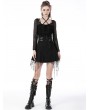 Dark in Love Black Gothic Net See-Through Sexy Lace Up Top for Women
