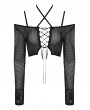 Dark in Love Black Gothic Net See-Through Sexy Lace Up Top for Women