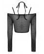 Dark in Love Black Gothic Net See-Through Sexy Lace Up Top for Women