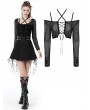 Dark in Love Black Gothic Net See-Through Sexy Lace Up Top for Women