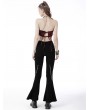 Dark in Love Black Gothic Punk Hollow-out Long Bell-Bottom Trousers for Women