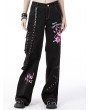 Dark in Love Black Gothic Punk Rebel Fashion Danger Bear Metal Studded Baggy Trousers for Women