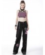 Dark in Love Black Gothic Punk Rebel Fashion Danger Bear Metal Studded Baggy Trousers for Women