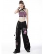 Dark in Love Black Gothic Punk Rebel Fashion Danger Bear Metal Studded Baggy Trousers for Women