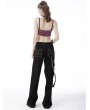 Dark in Love Black Gothic Punk Rebel Fashion Danger Bear Metal Studded Baggy Trousers for Women