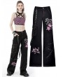 Dark in Love Black Gothic Punk Rebel Fashion Danger Bear Metal Studded Baggy Trousers for Women