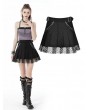 Dark in Love Black Gothic Punk Girl Studded Pleated Mini Skirt