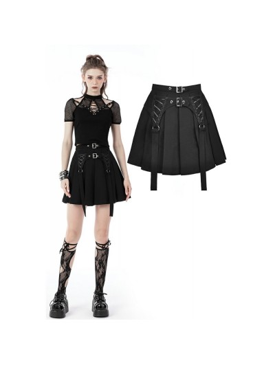 Dark in Love Black Gothic Grunge Punk Pleated Short Skirt