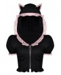 Dark in Love Black and Pink Gothic Lolita Cat Ear Short Hooded Top for Women