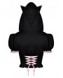 Dark in Love Black and Pink Gothic Lolita Cat Ear Short Hooded Top for Women