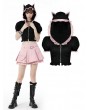 Dark in Love Black and Pink Gothic Lolita Cat Ear Short Hooded Top for Women