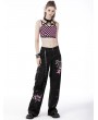 Dark in Love Black and Pink Plaid Gothic Grunge Halter Crop Top for Women