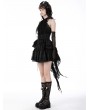 Dark in Love Black Gothic Lace Frilly Tail High-Low Party Tunic Skirt