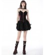 Dark in Love Black and Wine Red Gothic Strapless Lace Short Party Dress