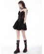 Dark in Love Black and Wine Red Gothic Strapless Lace Short Party Dress