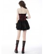 Dark in Love Black and Wine Red Gothic Strapless Lace Short Party Dress