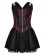 Dark in Love Black and Wine Red Gothic Strapless Lace Short Party Dress