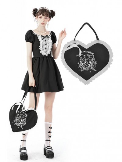 Dark in Love Black and White Gothic Lolita Adventures of Little Bear Shoulder bag