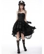 Dark in Love Black Gothic Lace Noble Dovetail High-Low Party Dress