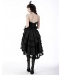 Dark in Love Black Gothic Lace Noble Dovetail High-Low Party Dress