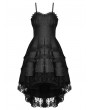 Dark in Love Black Gothic Lace Noble Dovetail High-Low Party Dress