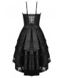 Dark in Love Black Gothic Lace Noble Dovetail High-Low Party Dress