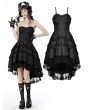 Dark in Love Black Gothic Lace Noble Dovetail High-Low Party Dress