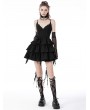 Dark in Love Black Gothic Devil High-Low Frilly Strap Short Party Dress