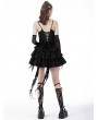 Dark in Love Black Gothic Devil High-Low Frilly Strap Short Party Dress