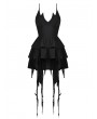 Dark in Love Black Gothic Devil High-Low Frilly Strap Short Party Dress