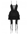 Dark in Love Black Gothic Devil High-Low Frilly Strap Short Party Dress